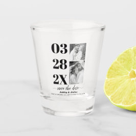 黒モダンと白2枚の写真Dateを保存 ショットグラス