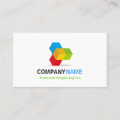 黒モダンと白、3Dキューブカラフルロゴ 名刺 (裏面)