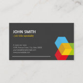 黒モダンと白、3Dキューブカラフルロゴ 名刺 (正面)