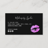 黒モダンと紫のグリッターメイクアップアーティスト 名刺 (裏面)