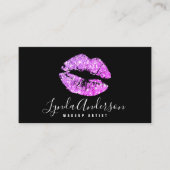 黒モダンと紫のグリッターメイクアップアーティスト 名刺 (正面)