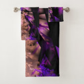 黒モダンと紫のフラクタル バスタオルセット (インサイチュ)