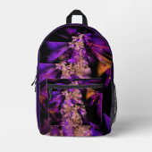 黒モダンと紫のフラクタル プリントバックパック (正面)