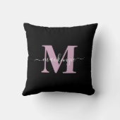 黒モダンと紫のモノグラエレガントム名 クッション (裏面)