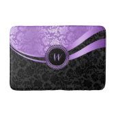 黒モダンと紫の幾何学的デザイン バスマット (正面)
