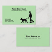 黒モダンと緑のドッグウォーカーシルエット 名刺 (正面/裏面)