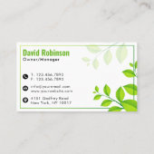 黒モダンと緑の造園ロゴ 名刺 (裏面)