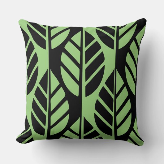 黒モダンと緑の離れパターン装飾用クッション クッション (正面)