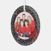黒モダンと赤のカスタム写真 ガラスオーナメント (正面左)