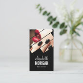 黒モダンと赤のファッションメイクアップ美しいサロン 名刺 (スタンド正面)