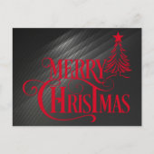 黒モダンと赤のメリークリスマススクリプト シーズンポストカード (正面)