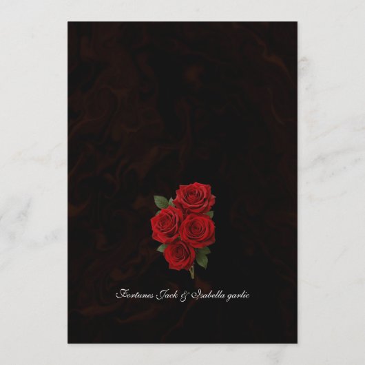 黒モダンと赤のワイングラス結婚のメニューカード メニュー (裏面)