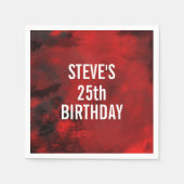 黒モダンと赤の抽象芸術芸術的誕生日 スタンダードカクテルナプキン (正面)