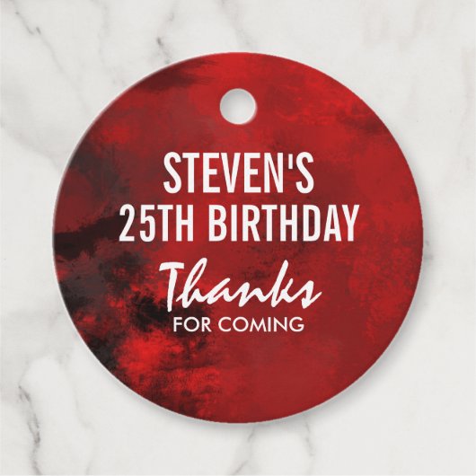 黒モダンと赤の抽象芸術芸術的誕生日 フェイバータグ (正面)