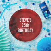 黒モダンと赤の抽象芸術芸術的誕生日 ペーパープレート (パーティー)