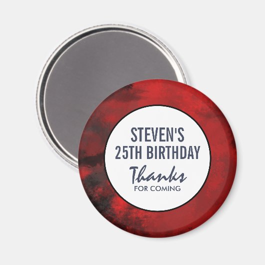 黒モダンと赤の抽象芸術芸術的誕生日 マグネット (正面/裏面)