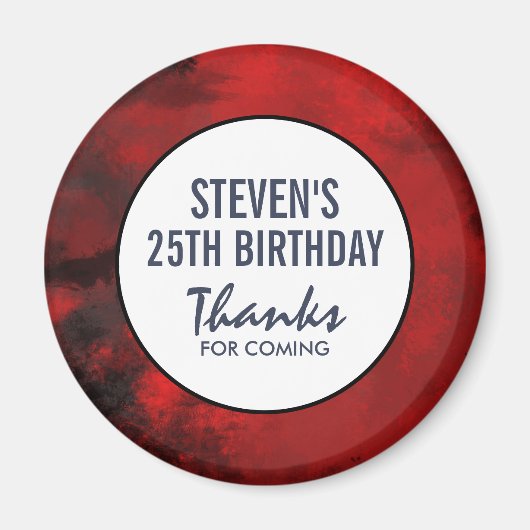 黒モダンと赤の抽象芸術芸術的誕生日 マグネット (正面)