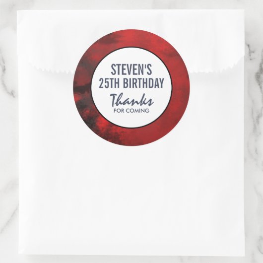 黒モダンと赤の抽象芸術芸術的誕生日 ラウンドシール (バッグ)