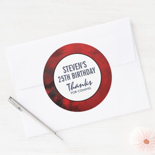 黒モダンと赤の抽象芸術芸術的誕生日 ラウンドシール (封筒)