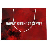 黒モダンと赤の抽象芸術芸術的誕生日 ラージペーパーバッグ (正面)