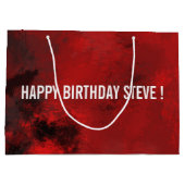 黒モダンと赤の抽象芸術芸術的誕生日 ラージペーパーバッグ (裏面)