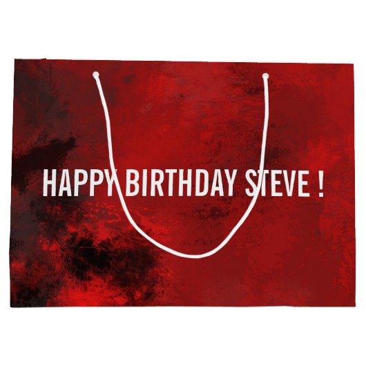 黒モダンと赤の抽象芸術芸術的誕生日 ラージペーパーバッグ (裏面)