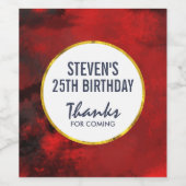 黒モダンと赤の抽象芸術芸術的誕生日 ワインラベル (シングルラベル)