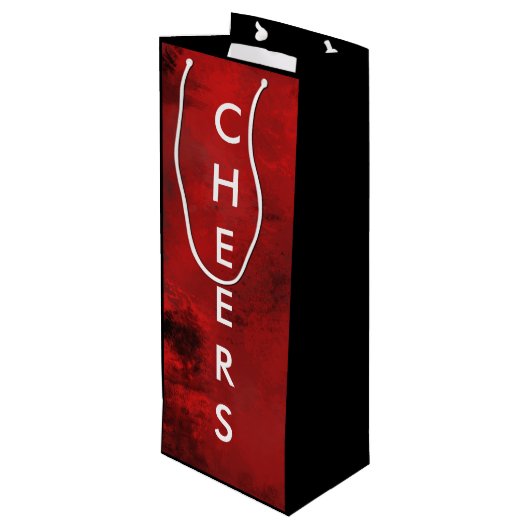 黒モダンと赤の抽象芸術-応援 ワインギフトバッグ (裏面アングル)