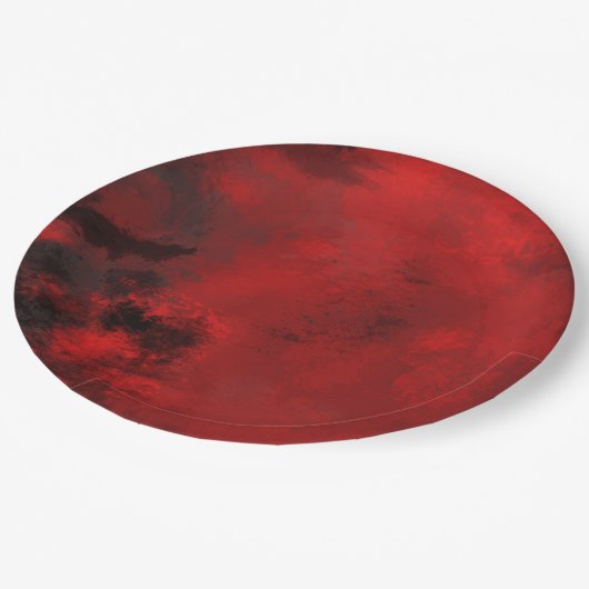 黒モダンと赤の芸術的抽象芸術 ペーパープレート (アングル)