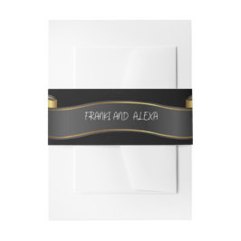 黒モダンと金ゴールドが華やかな書結婚道 招待状ベリーバンド