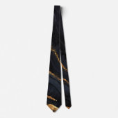 黒モダンと金ゴールドのアガテメンズ ネクタイ (正面)