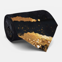 黒モダンと金ゴールドのアガテメンズ ネクタイ