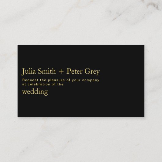 黒モダンと金ゴールドのウェディングRsvpカード エンクロージャーカード (裏面)