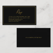 黒モダンと金ゴールドのウェディングRsvpカード エンクロージャーカード (正面/裏面)
