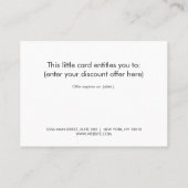 黒モダンと金ゴールドのギフトカード 割引カード (裏面)