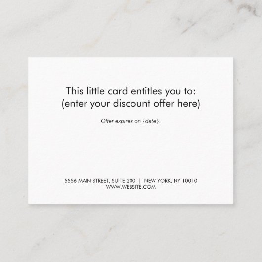 黒モダンと金ゴールドのギフトカード 割引カード (裏面)