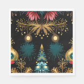 黒モダンと金ゴールドのクリスマス スタンダードランチョンナプキン (正面)