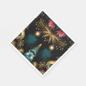 黒モダンと金ゴールドのクリスマス スタンダードランチョンナプキン (角)