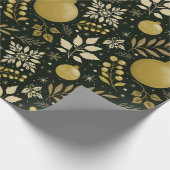 黒モダンと金ゴールドのクリスマス ラッピングペーパー (角)
