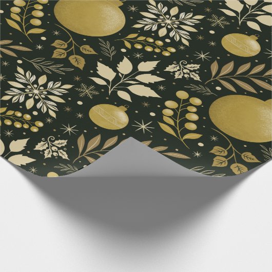黒モダンと金ゴールドのクリスマス ラッピングペーパー (角)