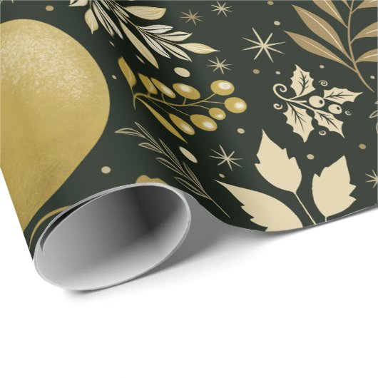 黒モダンと金ゴールドのクリスマス ラッピングペーパー (ロールコーナー)