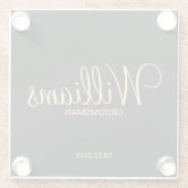 黒モダンと金ゴールドのグロパーソナライズされたームスマン ガラスコースター (裏面)