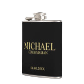 黒モダンと金ゴールドのグロパーソナライズされたームスマン フラスク (左)