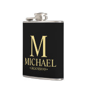 黒モダンと金ゴールドのグロパーソナライズされたームスマン フラスク (左)