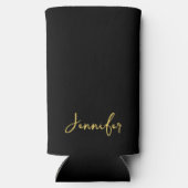 黒モダンと金ゴールドのシックなスクリプパーソナライズされたト スリム缶クーラー (裏面)