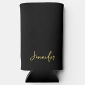 黒モダンと金ゴールドのシックなスクリプパーソナライズされたト スリム缶クーラー (正面)