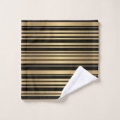 黒モダンと金ゴールドのストライプのタオル バスタオルセット (ウォッシュタオル)