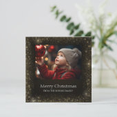 黒モダンと金ゴールドのフェイクグリッターのフォトカード シーズンカード (スタンド正面)