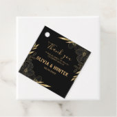 黒モダンと金ゴールドのフローラに結婚感謝 フェイバータグ (インサイチュ)