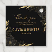 黒モダンと金ゴールドのフローラに結婚感謝 フェイバータグ (裏面)